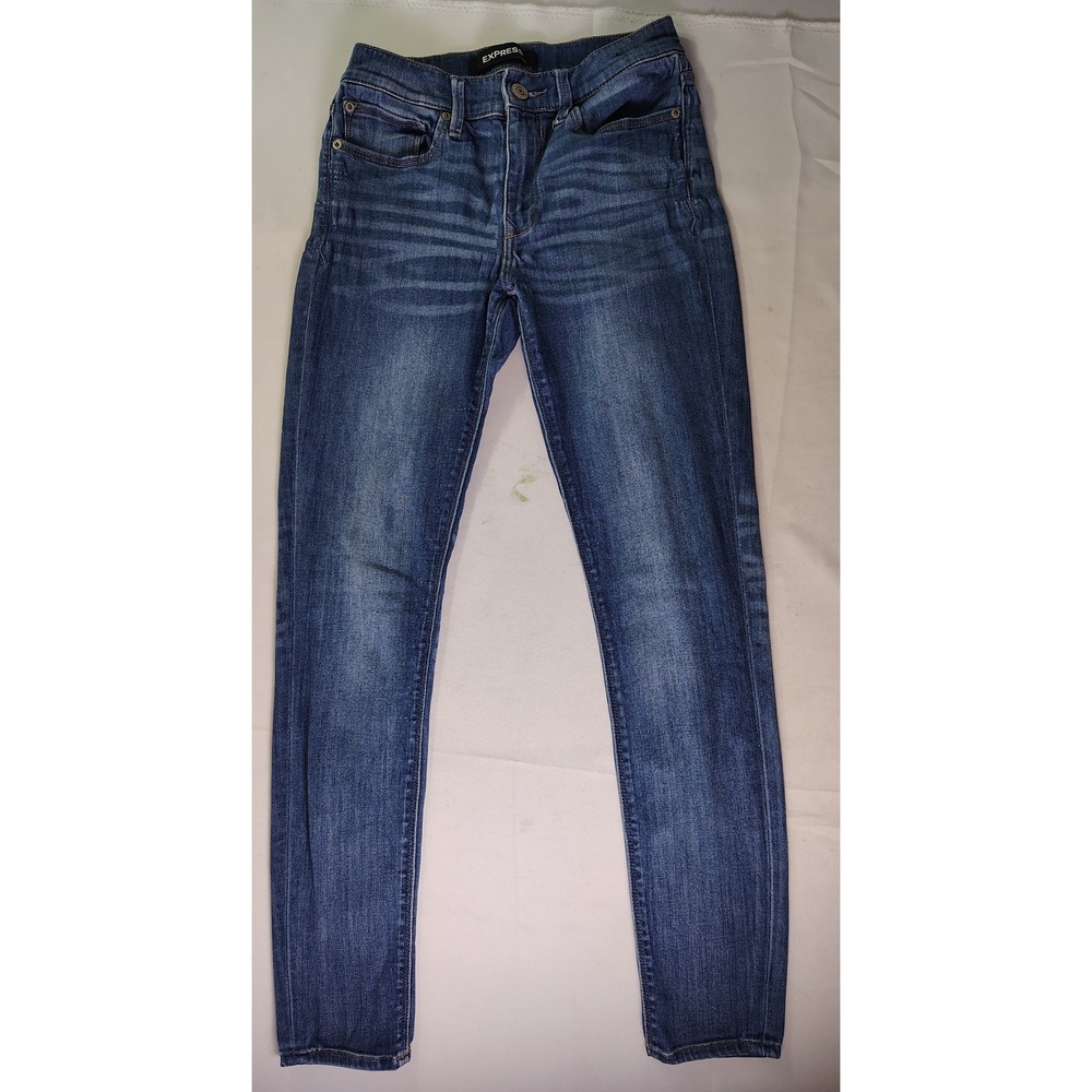 Express Jeans Womens Mid‎ Rise Legging Dark Wash Denim Blue Stretch Jegging 4R